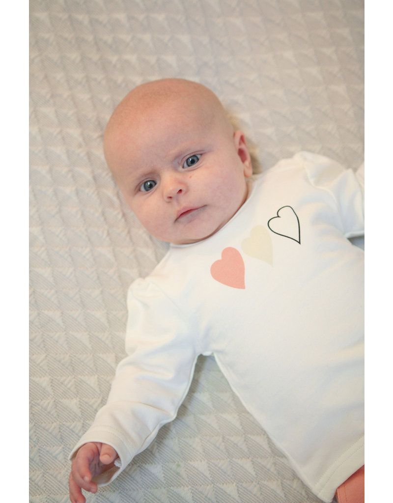 BESS Babykleding Bess Shirtje Hearts Organic wit BO3011 001