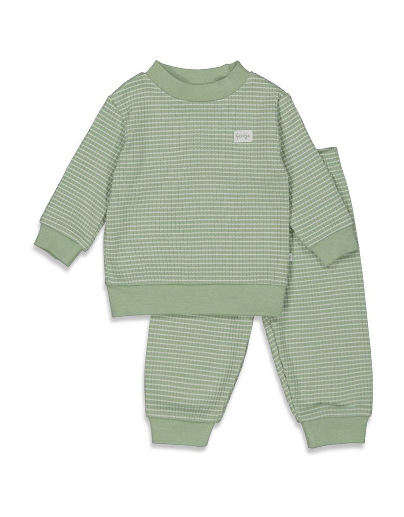 Feetje Baby Feetje Wafelpyjama Olijf Groen melange 305613