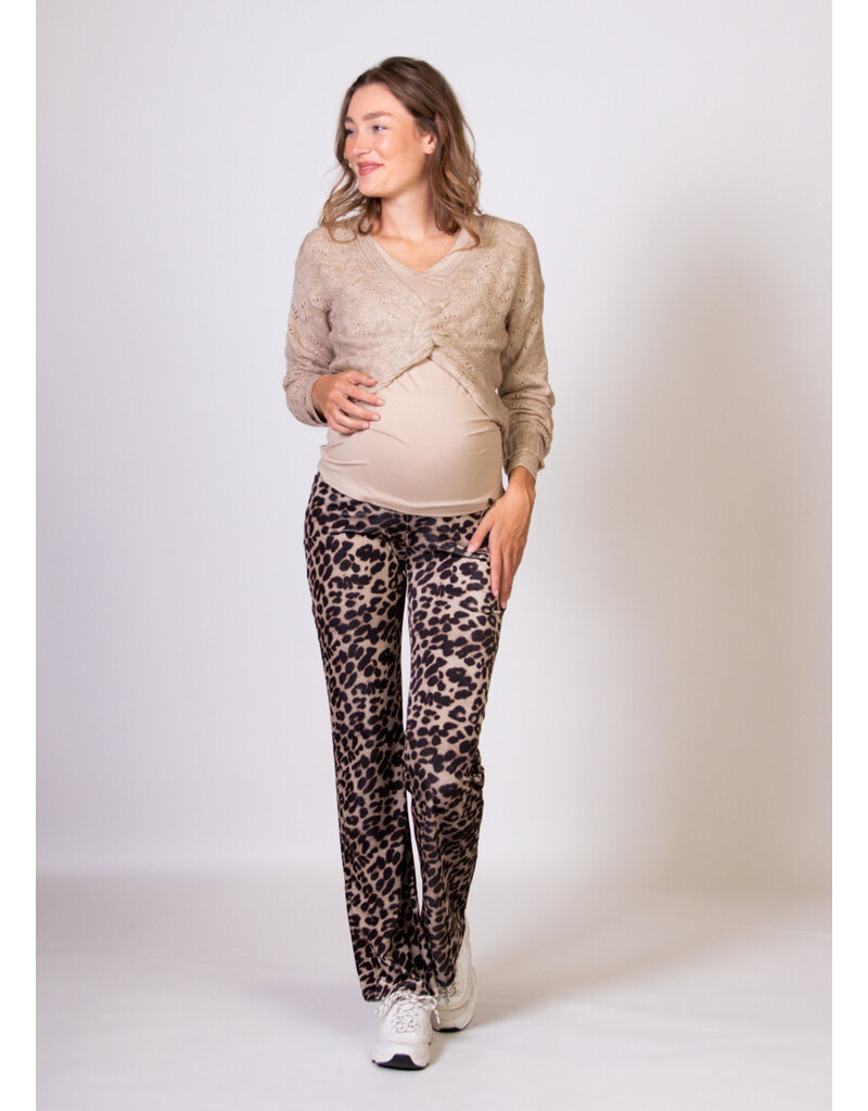 Love2Wait Love2Wait flared Pants Velvet Leopard print C232012 016