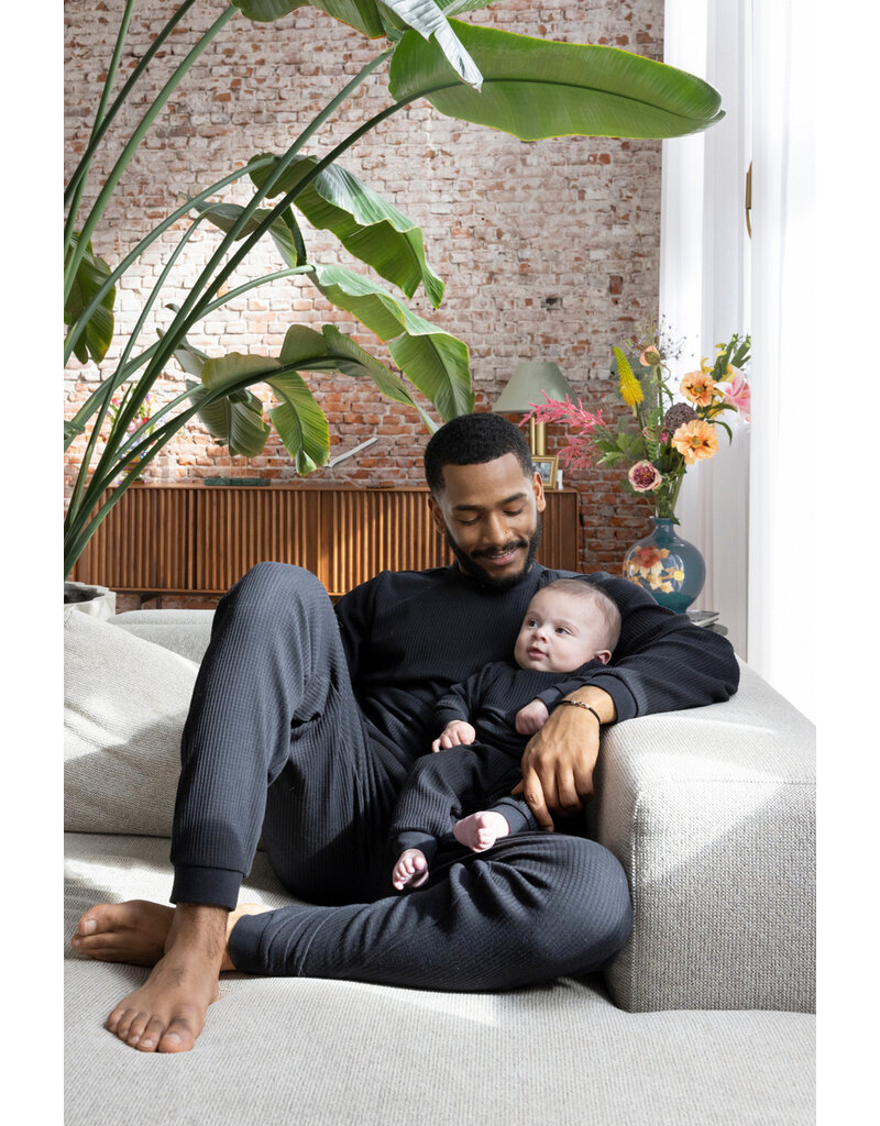 Feetje Baby Feetje Pyjama wafel - Family Edition Fancy Black Adult