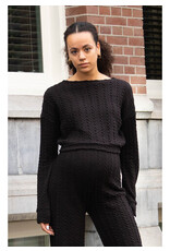 Love2Wait Love2Wait sweater - cropped - knit cable - black C232037 004