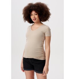 Noppies Noppies zwangerschap-T-shirt Jadie - Light Sand - twin rib