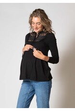 Love2Wait Love2Wait shirt met voedingsfunctie - kant -zwart B999101 004
