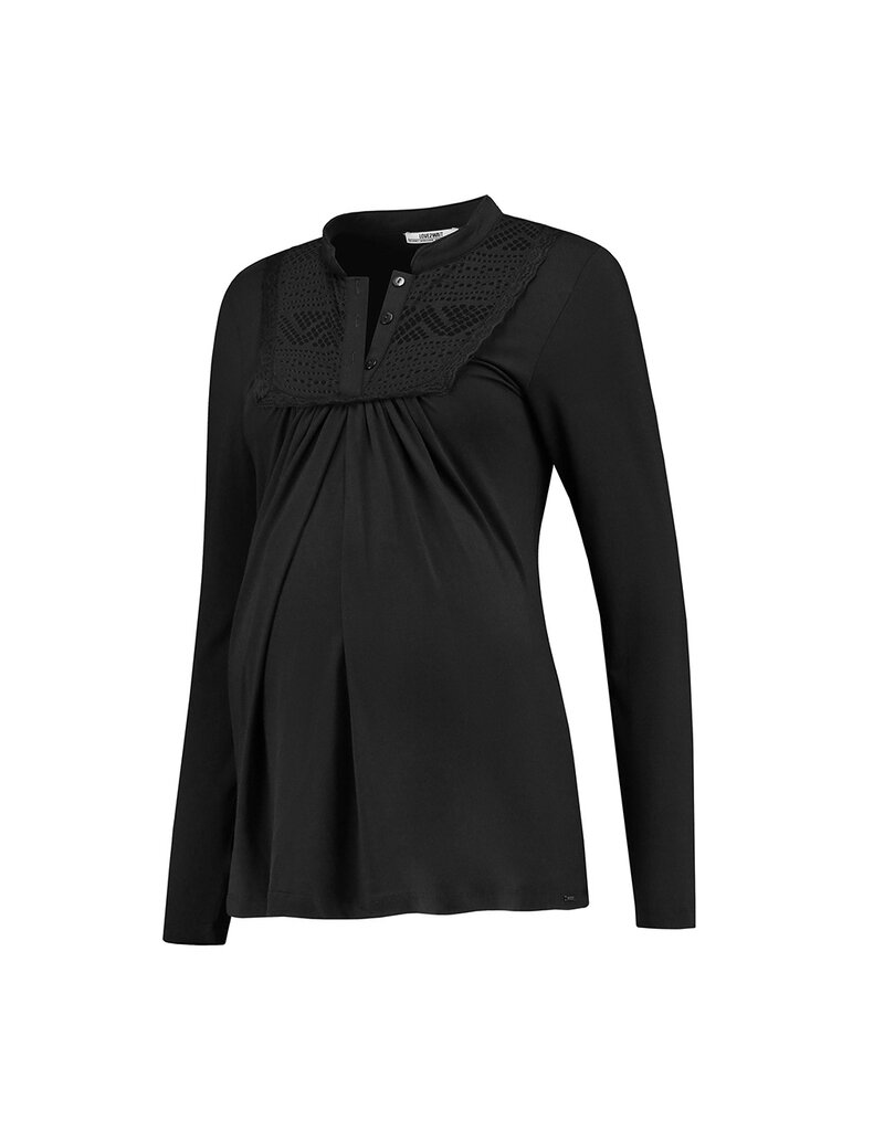 Love2Wait Love2Wait shirt met voedingsfunctie - kant -zwart B999101 004