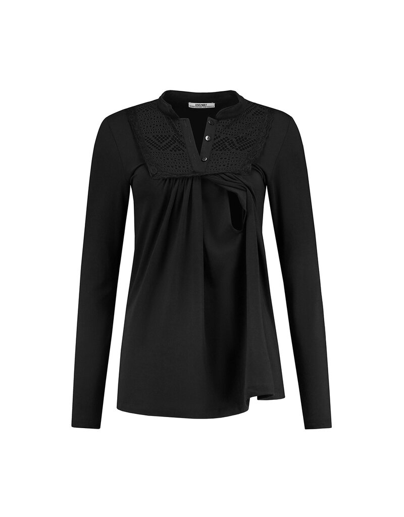 Love2Wait Love2Wait shirt met voedingsfunctie - kant -zwart B999101 004