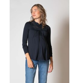 Love2Wait Love2Wait zwangerschapsshirt met voedingsfunctie - kant - navy