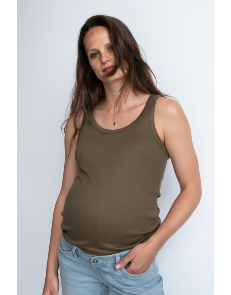 Love2Wait Love2Wait Tanktop - Rib- Olive - C241051  014