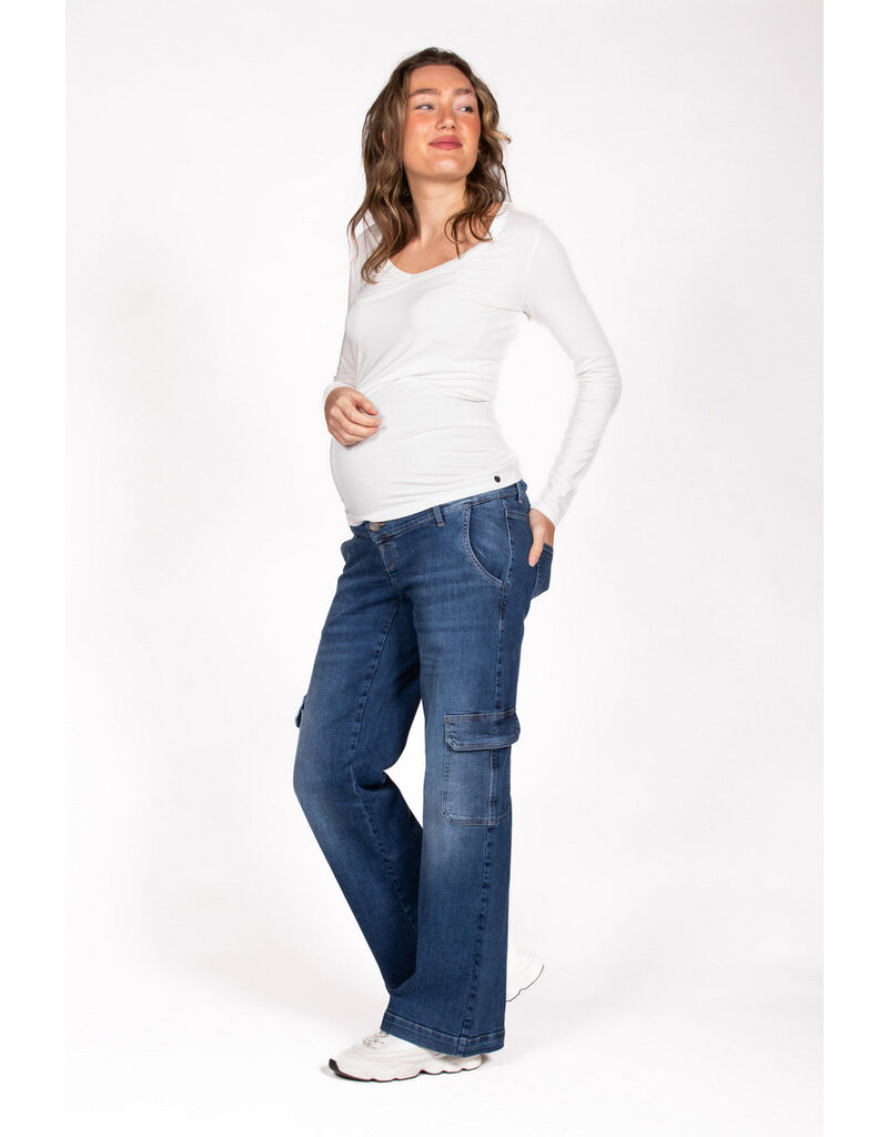 Love2Wait Love2Wait jeans - Wide Leg Cargo- Stone Wash - C242000 021