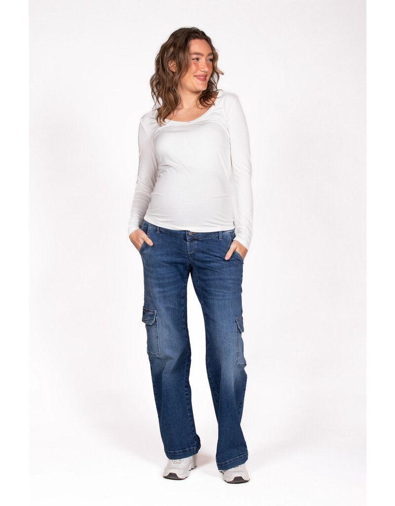 Love2Wait Love2Wait jeans - Wide Leg Cargo- Stone Wash - C242000 021