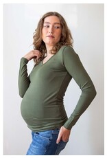Love2Wait Love2Wait shirt V-hals - olive C242020 054