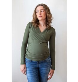 Love2Wait Love2Wait zwangerschap / voedingsshirt - olijf groen