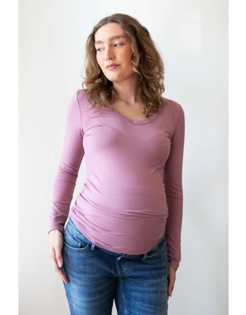 Love2Wait Love2Wait shirt V-hals - Plum rose C242045 090