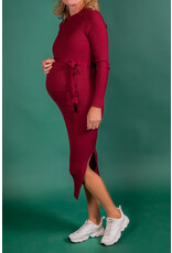 Love2Wait Love2Wait Jurk - knitted met riem -   burgundyC242051 044