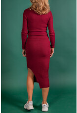 Love2Wait Love2Wait Jurk - knitted met riem -   burgundyC242051 044