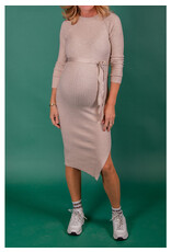 Love2Wait Love2Wait Jurk - knitted met riem -  Sand - C242051 050
