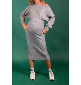 Love2Wait Love2Wait zwangerschapsjurk - Dress Twinset- Grey