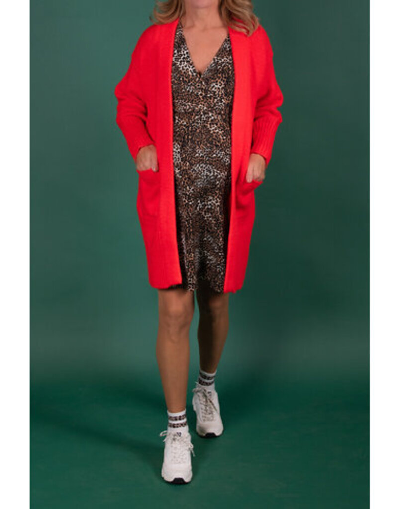 Love2Wait Love2Wait Cardigan Knitted Pockets - Red C242053 012