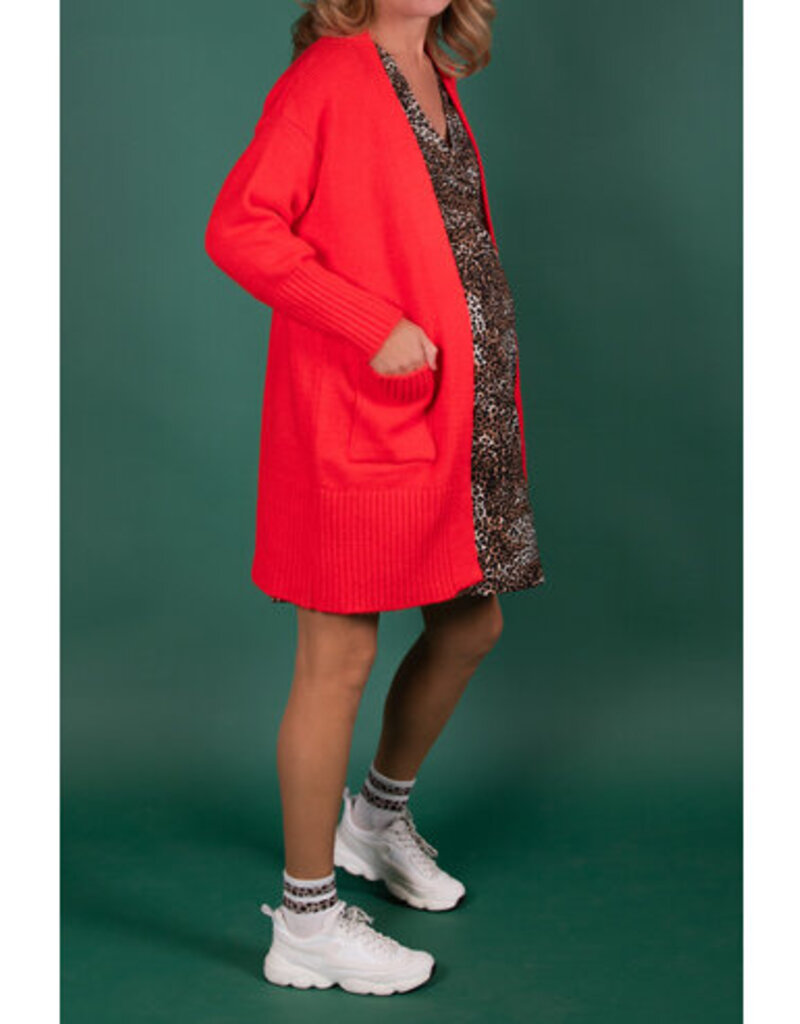 Love2Wait Love2Wait Cardigan Knitted Pockets - Red C242053 012