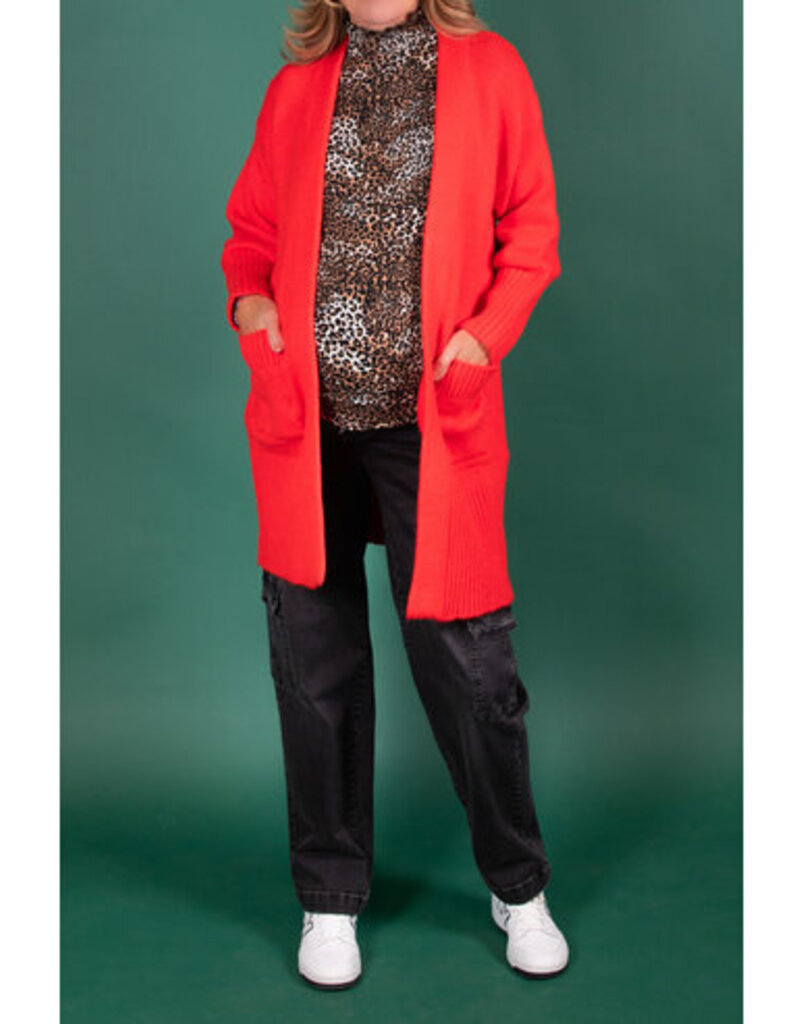 Love2Wait Love2Wait Cardigan Knitted Pockets - Red C242053 012