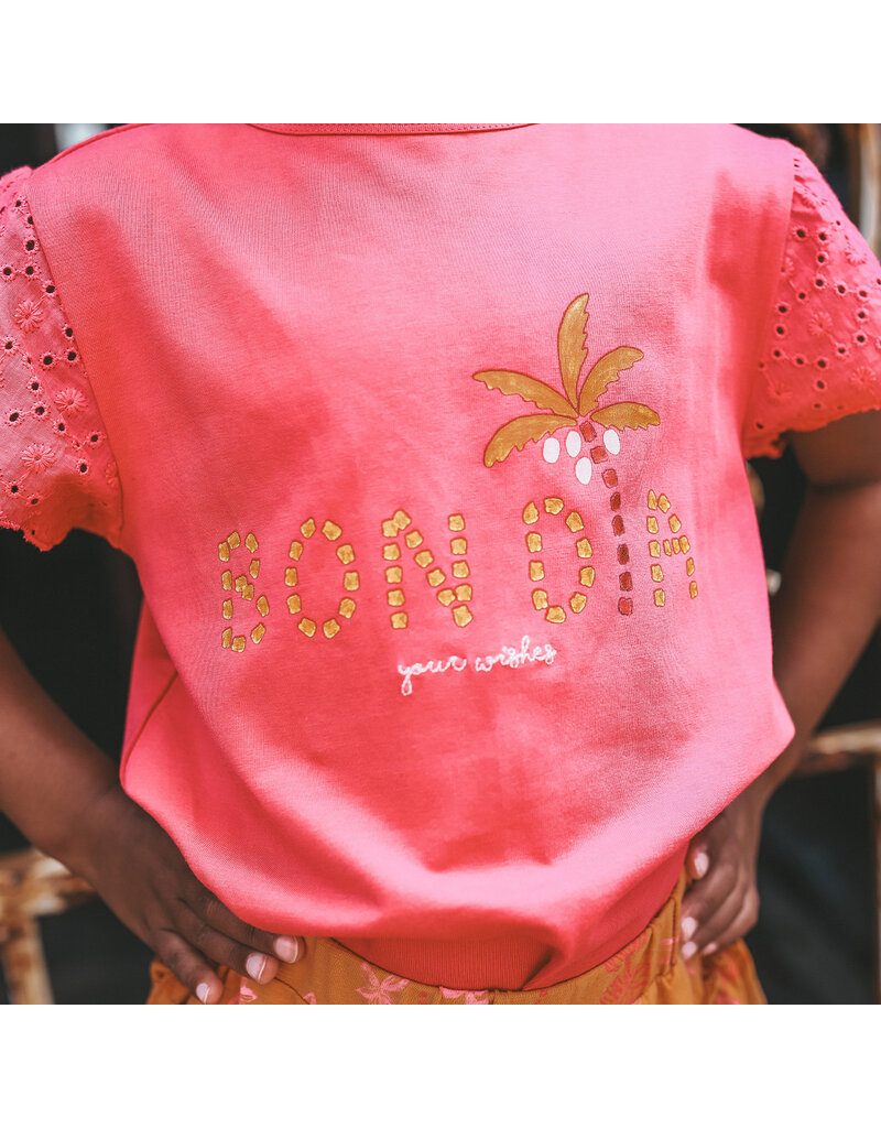 Your Wishes Baby & Peuter kleding Your Wishes T-shirt Bon Dia - front print - sorbet