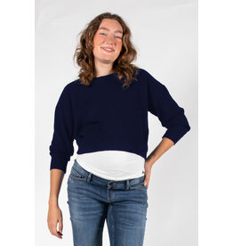 Love2Wait Love2Wait zwangerschapstrui - knit - cropped - navy