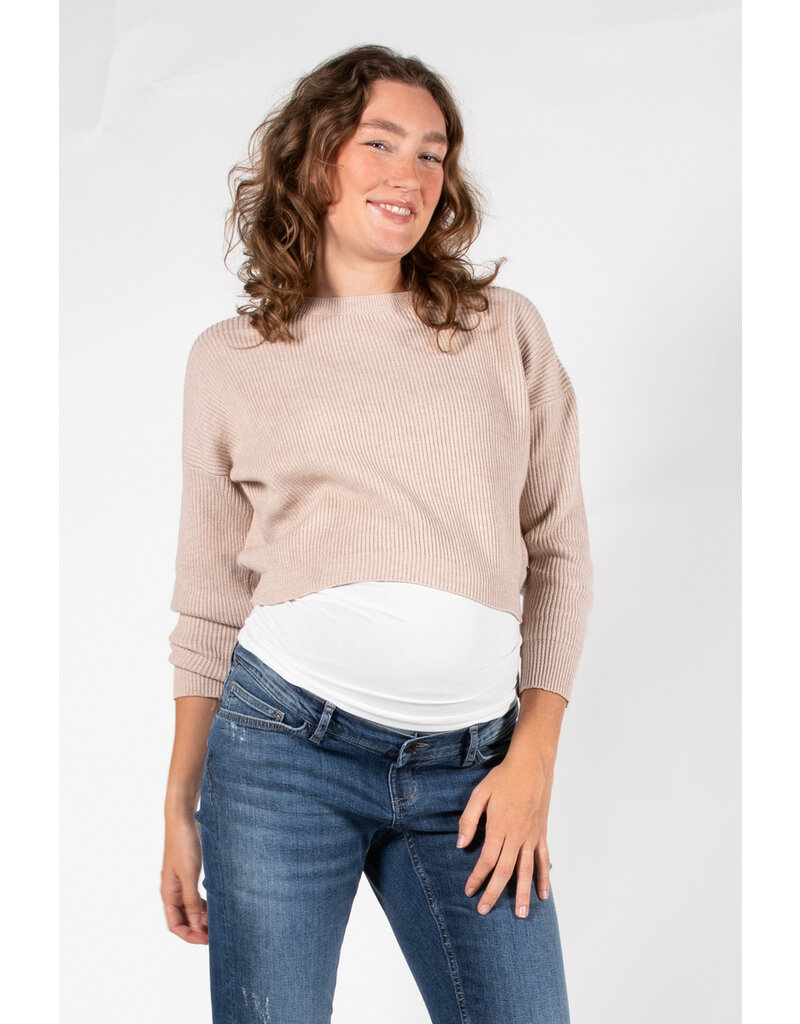 Love2Wait Love2Wait Trui - knit - cropped - Sand -  B999062 050