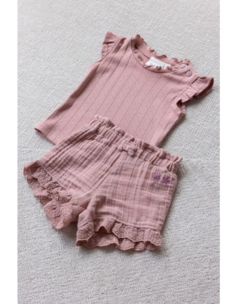 Feetje Baby Feetje T-shirt pointelle rib - Starfish Wishes - Mauve - 51700926