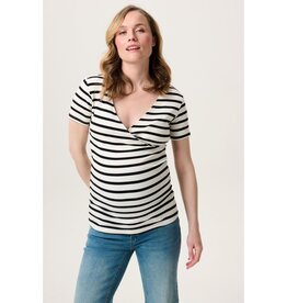 Noppies Noppies zwangerschap & voedingsshirt - Sanson - cream gestreept