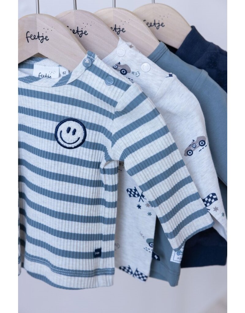 Feetje Baby Feetje Jongen - Shirt rib gestreept - Let's Go - Petrol - 51602574
