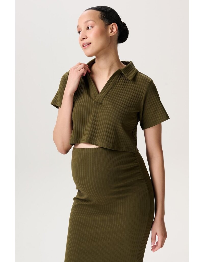 Noppies Noppies Cropped top & Voedingsshirt - Aalborg - olijf - 5060011 P981