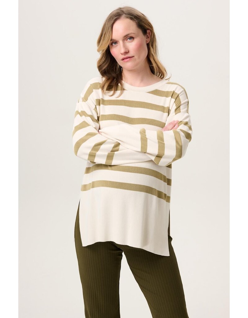 Noppies Noppies Sweater Skive - gestreept khaki- 5060212 N391