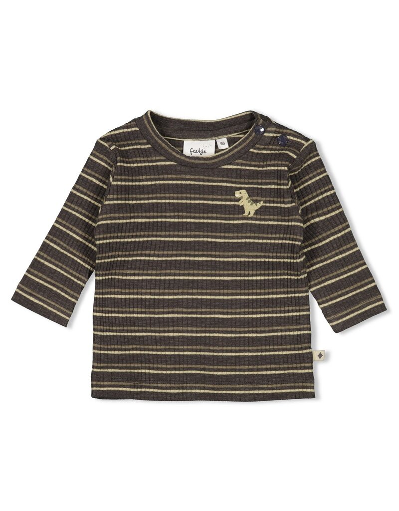 Feetje Baby Feetje Jongen - Shirt rib gestreept - Rawrsome - antraciet - 51602620