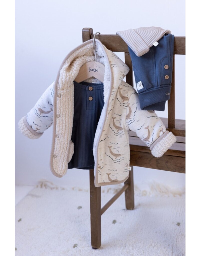 Feetje Baby Feetje Jongen - Bouclé omkeerbaar jasje met capuchon - Narwal - 51800351