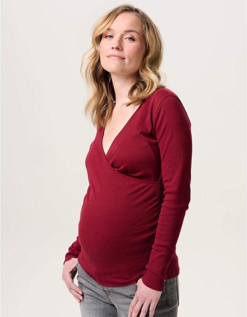 Noppies Noppies zwangerschap & voeding-shirt - Sara  tibetan rood 5070016 N260