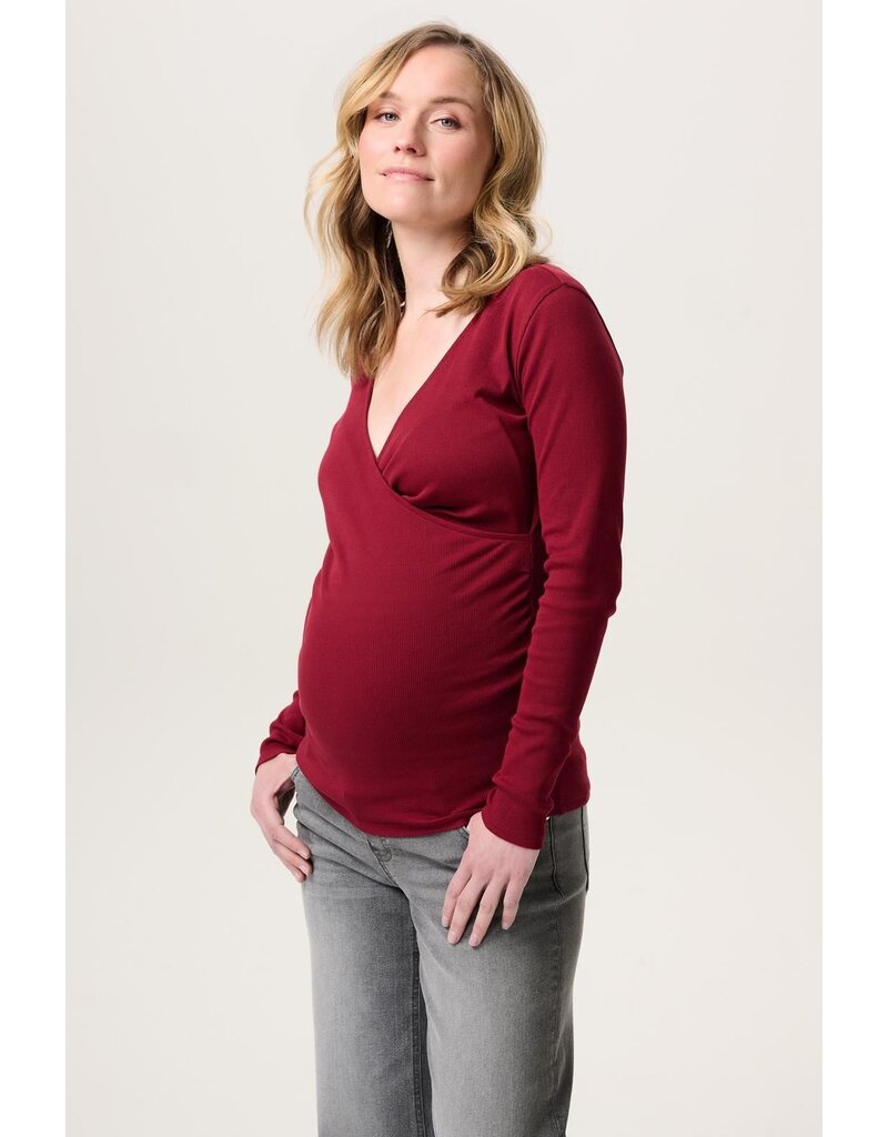 Noppies Noppies zwangerschap & voeding-shirt - Sara  tibetan rood 5070016 N260