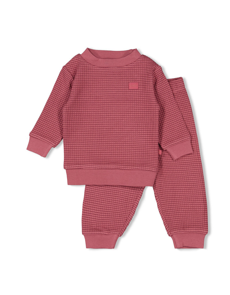 Feetje Baby Feetje Pyjama Family Edition Wafel - kind - Berry rood