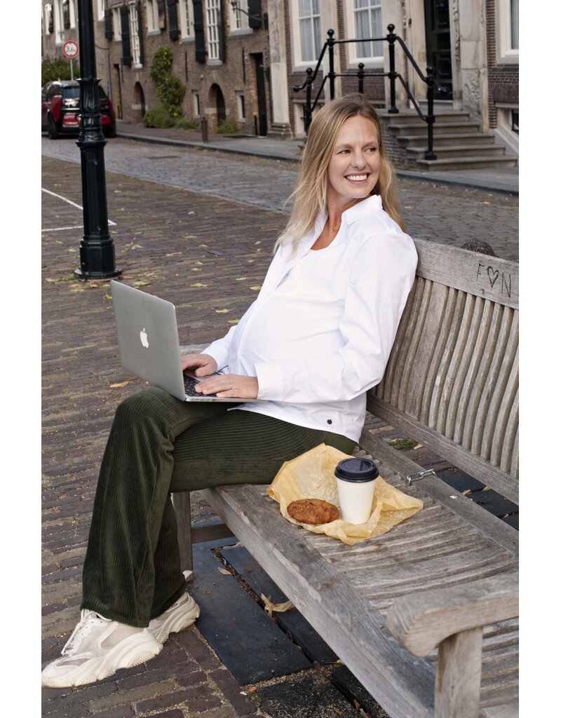 Love2Wait Love2Wait Pants Flared rib velvet - Olive - C252001 054