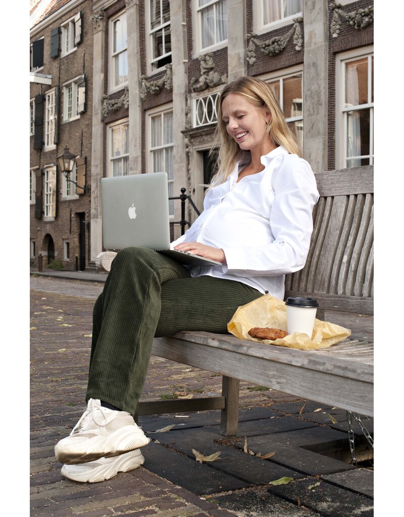 Love2Wait Love2Wait Pants Flared rib velvet - Olive - C252001 054