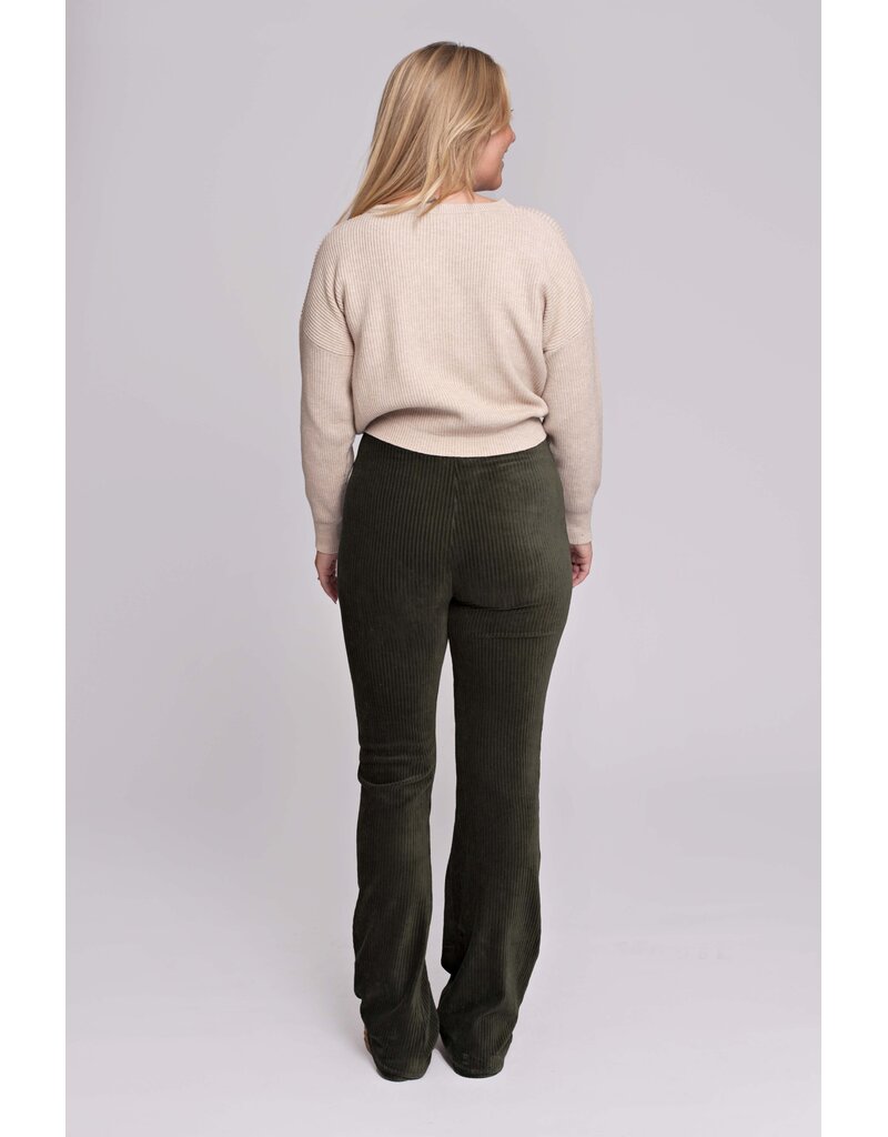 Love2Wait Love2Wait Pants Flared rib velvet - Olive - C252001 054