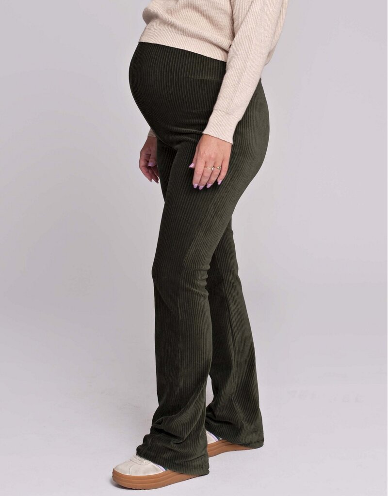 Love2Wait Love2Wait Pants Flared rib velvet - Olive - C252001 054