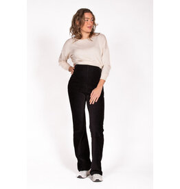 Love2Wait Love2Wait zwangerschap Pants Flared rib velvet - zwart