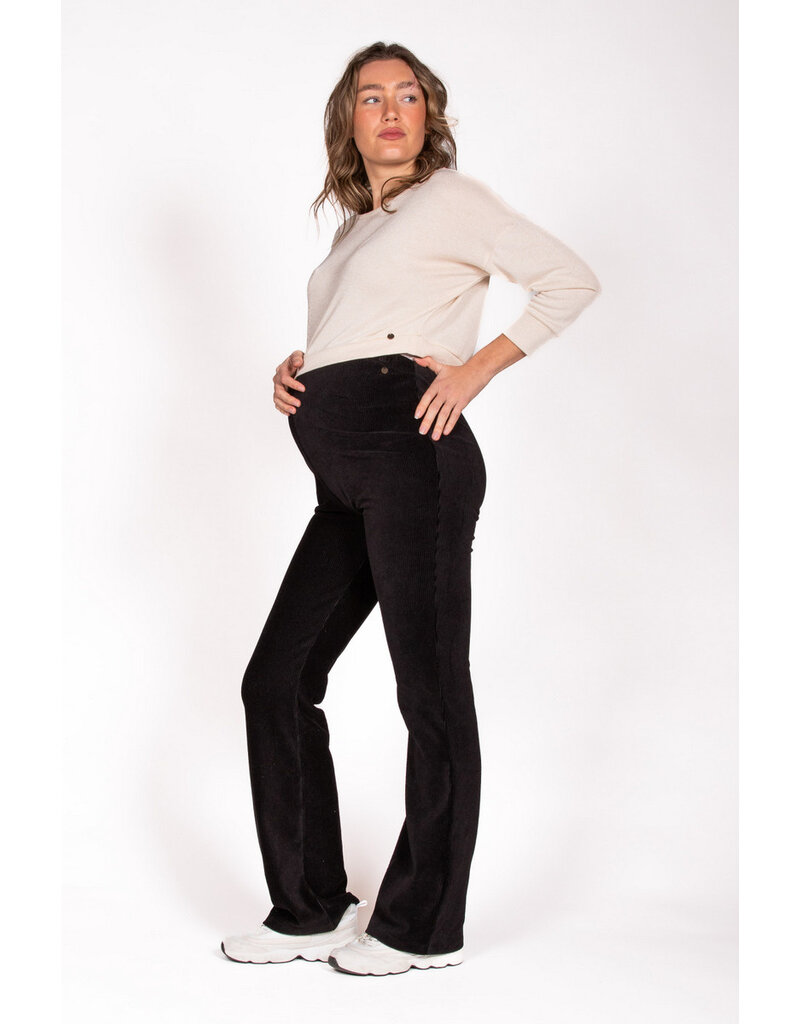Love2Wait Love2Wait Pants Flared rib velvet - zwart C252001 004