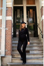 Love2Wait Love2Wait Pants Flared rib velvet - zwart C252001 004