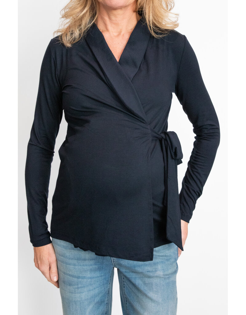 Love2Wait Love2Wait overslag zwangerschapsblouse - navy blauw - B999121 006