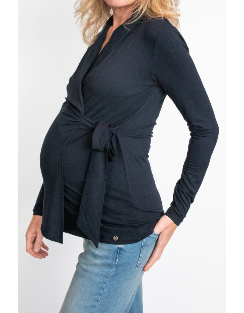 Love2Wait Love2Wait overslag zwangerschapsblouse - navy blauw - B999121 006
