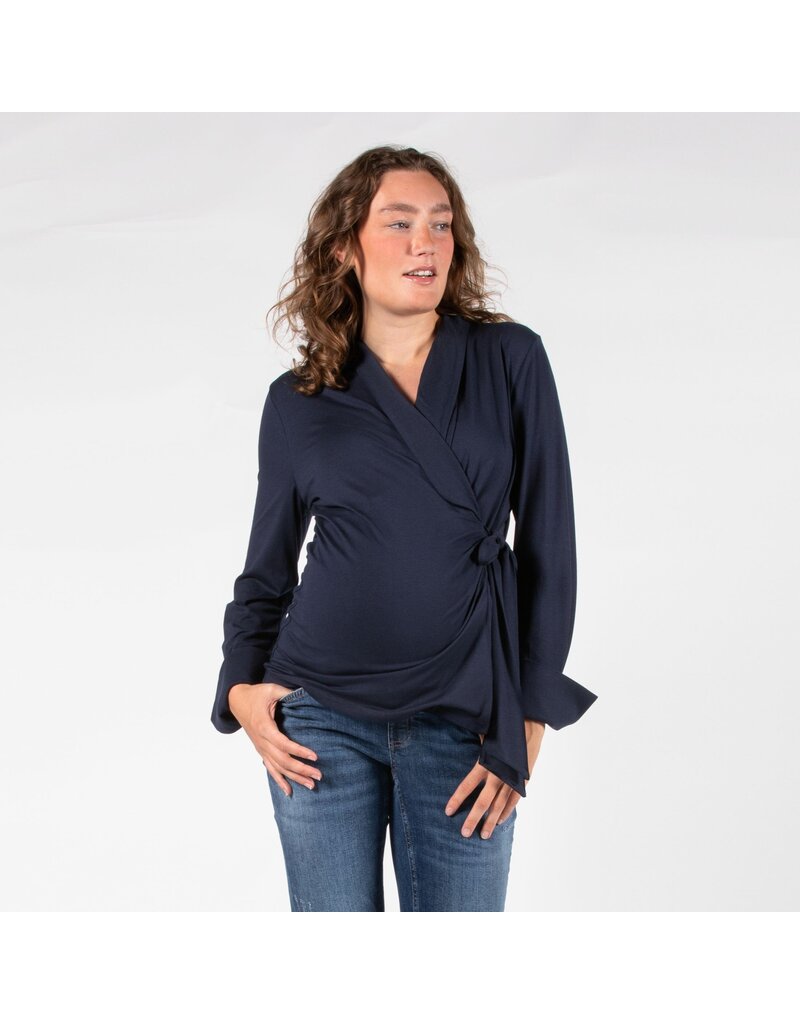 Love2Wait Love2Wait overslag zwangerschapsblouse - navy blauw - B999121 006