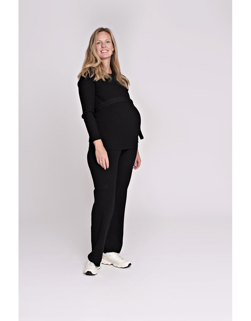 Love2Wait Love2Wait Broek - twin rib knitted - zwart - B999066 004