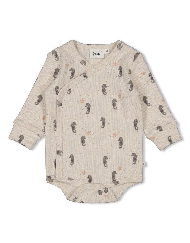 Feetje Baby Feetje wikkelromper rib AOP - Sea Sweaties - Offwhite - 50200253