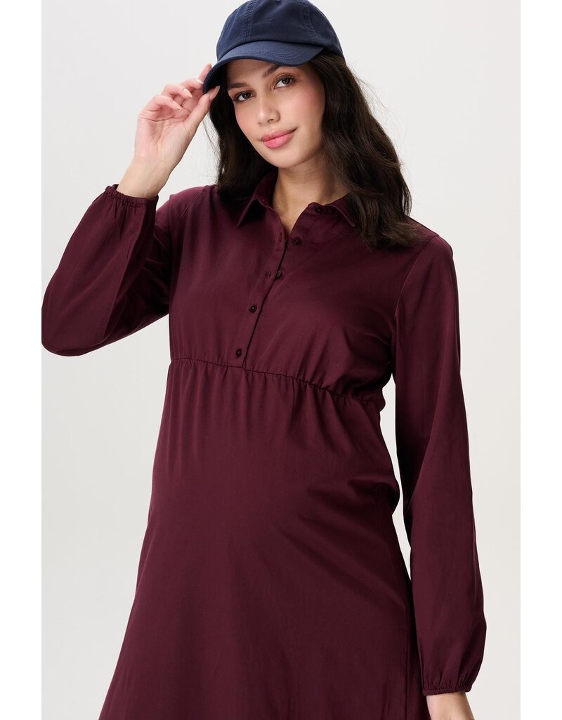 Noppies Noppies jurk met voedingsfunctie Odda - Fig rood - 5080416 P801