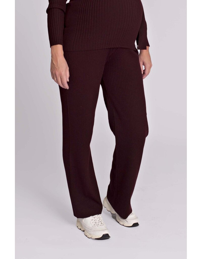 Love2Wait Love2Wait Broek - twin rib knitted - burgundy - B999066 044